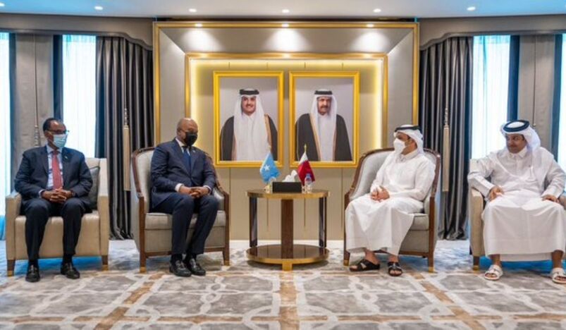 Qatari Foreign Minister HE Sheikh Mohammed bin Abdulrahman Al-Thani meets Somalian counterpart HE Mohamed Abdirizak Mohamud